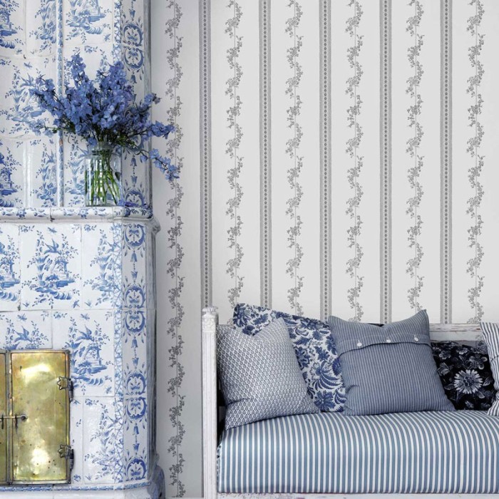 Borastapeter|Papel pintado floral lianas blancas grises|Papel Pintado