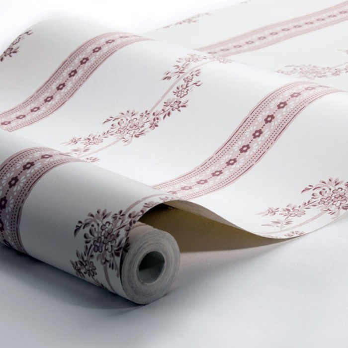 Borastapeter|Papier peint fleurs rayées rose mat classique|Papier Peint