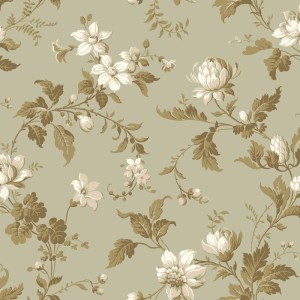 Casadeco|Papier peint fleurs sauvages blanc avec feuillage corail|Papier Peint
