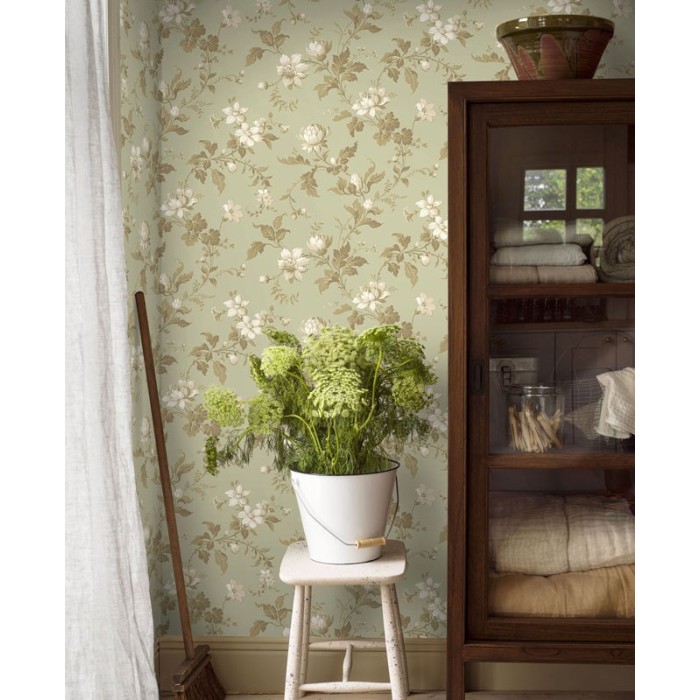Borastapeter|Papier peint fleurs gros bourgeons verts|Papier Peint