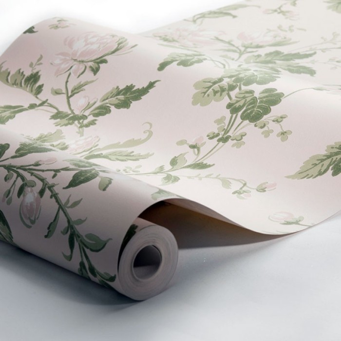 Borastapeter|Wallpaper creamy green white pink flowers|Wallpaper