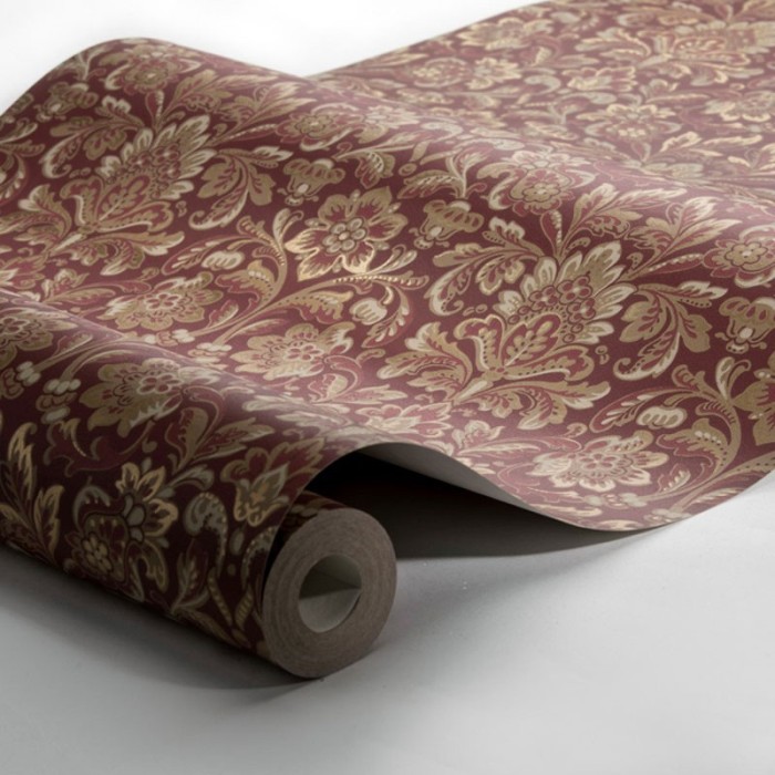 Borastapeter|Papel pintado ornamental rojo vino dorado|Papel Pintado