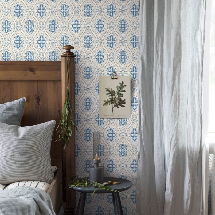 Borastapeter|Papel pintado clásico escandinavo beige azul|Papel Pintado