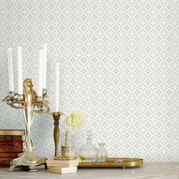 Borastapeter|Papel pintado floral gris claro dorado brillo|Papel Pintado