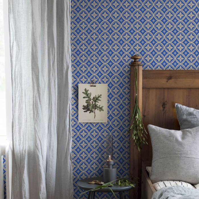 Borastapeter|Papier peint floral amusant bleu|Papier Peint