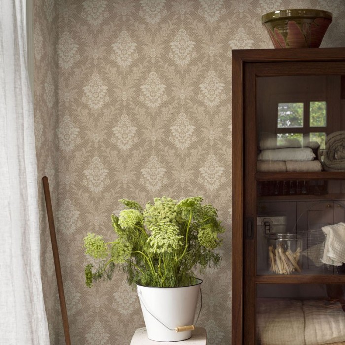 Borastapeter|Tapete elegant braun hellgrau Damast|Tapeten