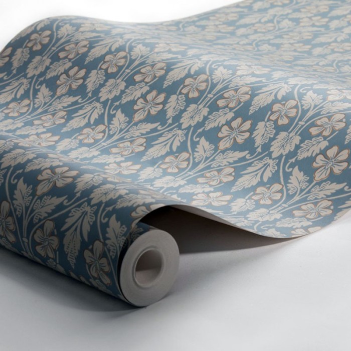 Borastapeter|Papel pintado Art Nouveau flores pequeñas azul|Papel Pintado