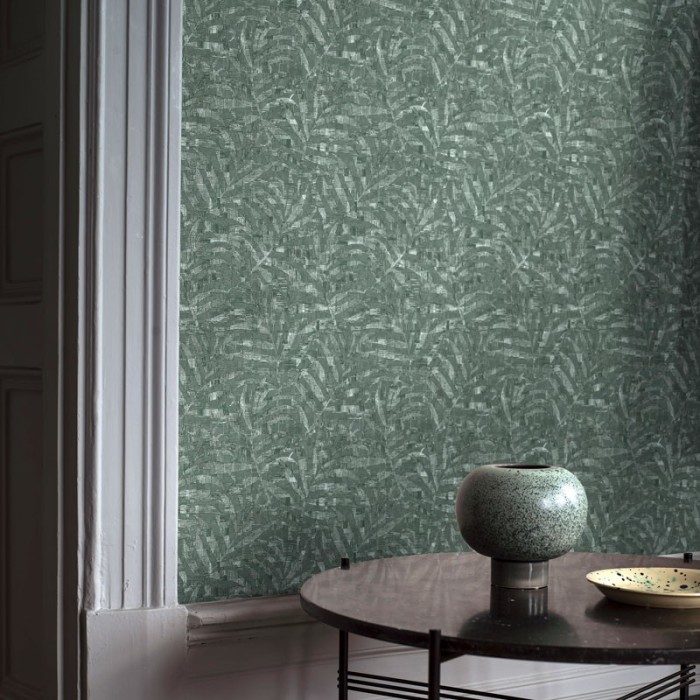 Borastapeter|Wallpaper pearly green modern palm leaves|Wallpaper