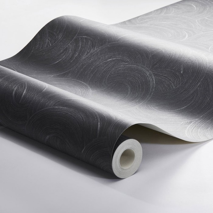 Papel pintado moderno remolinos azul medianoche plateado - Borastapeter The Apartment 3074