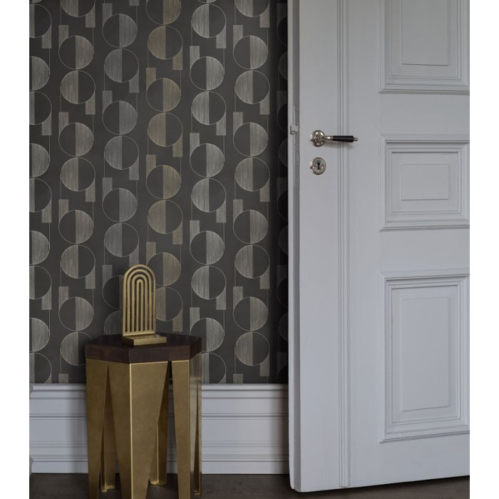 Borastapeter|Tapete modern schwarz silber gold Kreise|Tapeten