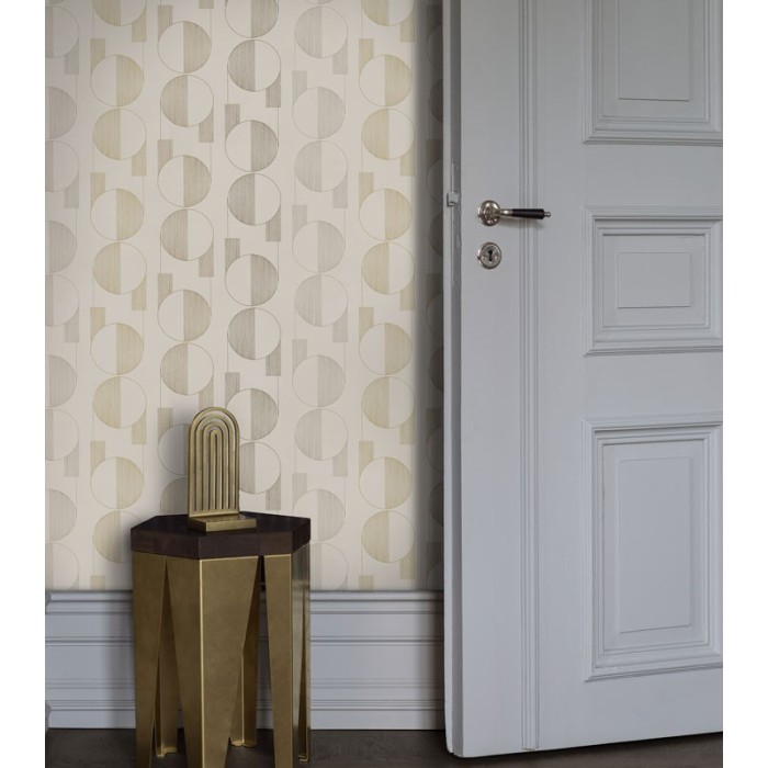 Borastapeter|Papel pintado círculos beige dorado metalizado|Papel Pintado
