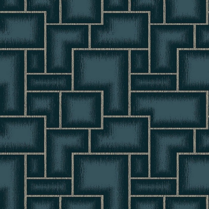 Borastapeter|Papel pintado geométrico moderno azul petróleo plateado|Papel Pintado