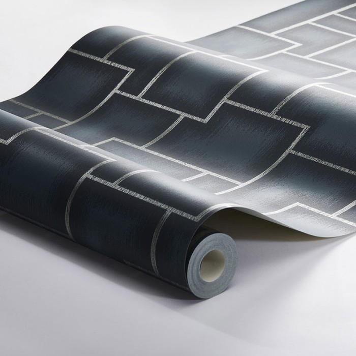 Borastapeter|Papel pintado geométrico moderno azul petróleo plateado|Papel Pintado
