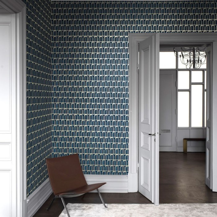 Papel pintado ventanas venecianas azul dorado moderno - Borastapeter The Apartment 3050