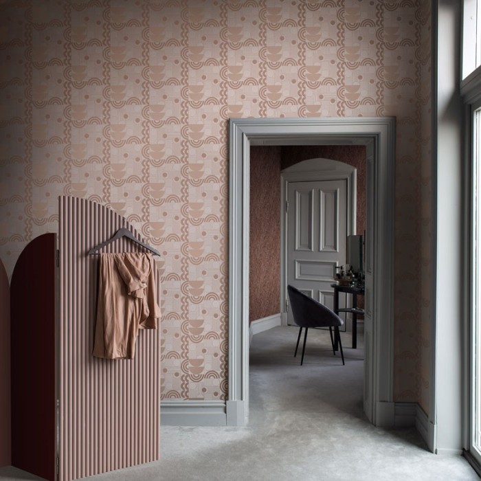 Papel pintado retro cosmopolita rosa perlado - Borastapeter The Apartment 3056