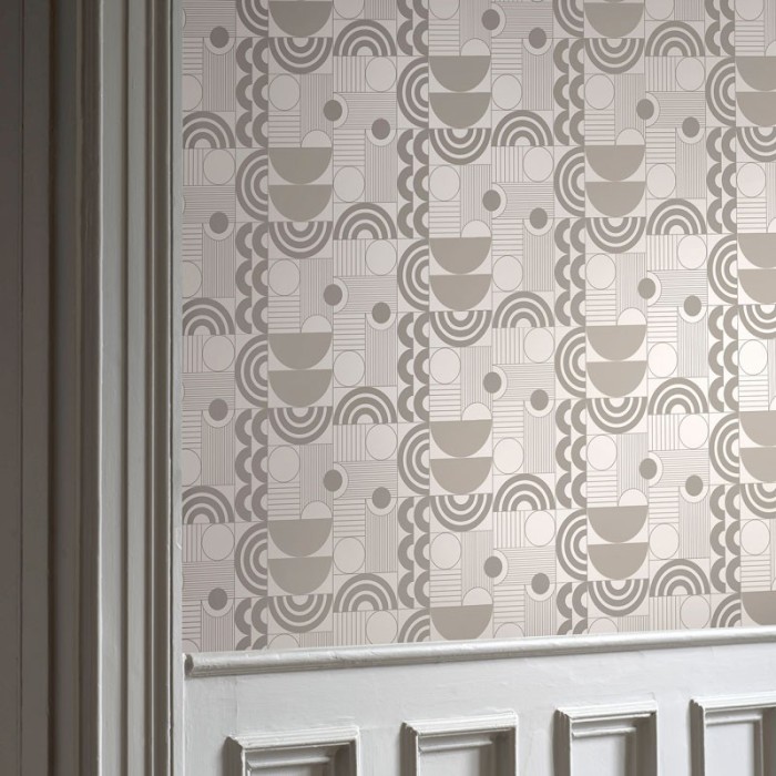 Borastapeter|Papel pintado geométrico moderno beige plateado|Papel Pintado