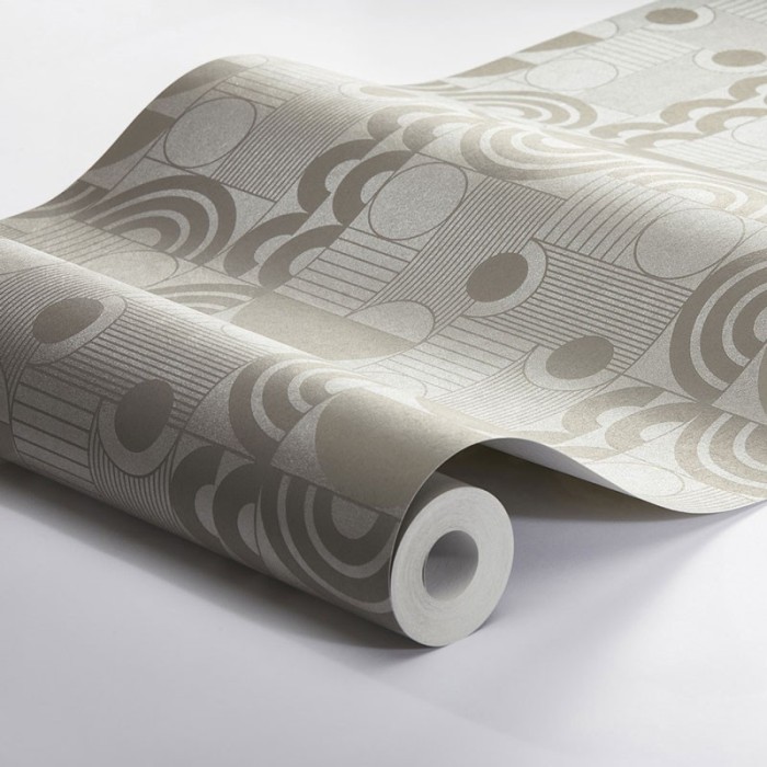 Borastapeter|Papel pintado geométrico moderno beige plateado|Papel Pintado