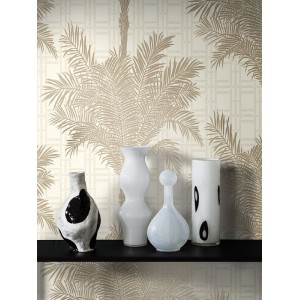 Papeldecor|Mint green art deco wallpaper with metallic details|Wallpaper 2