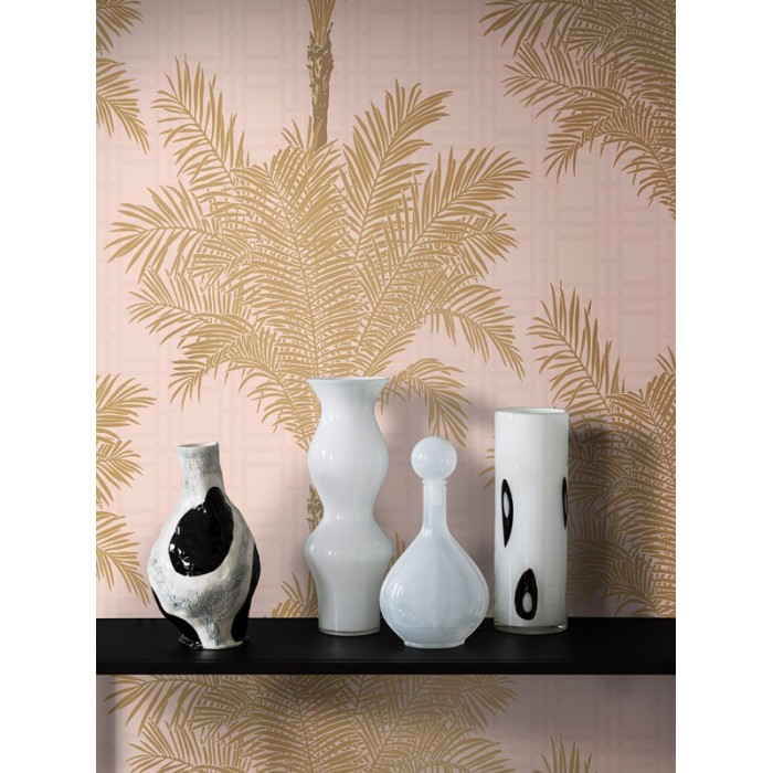 Borastapeter|Wallpaper metallic golden dusty pink palms|Wallpaper