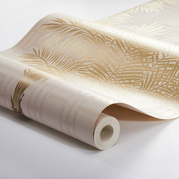 Borastapeter|Papier peint palmiers dorés métallisés rose poudré|Papier Peint