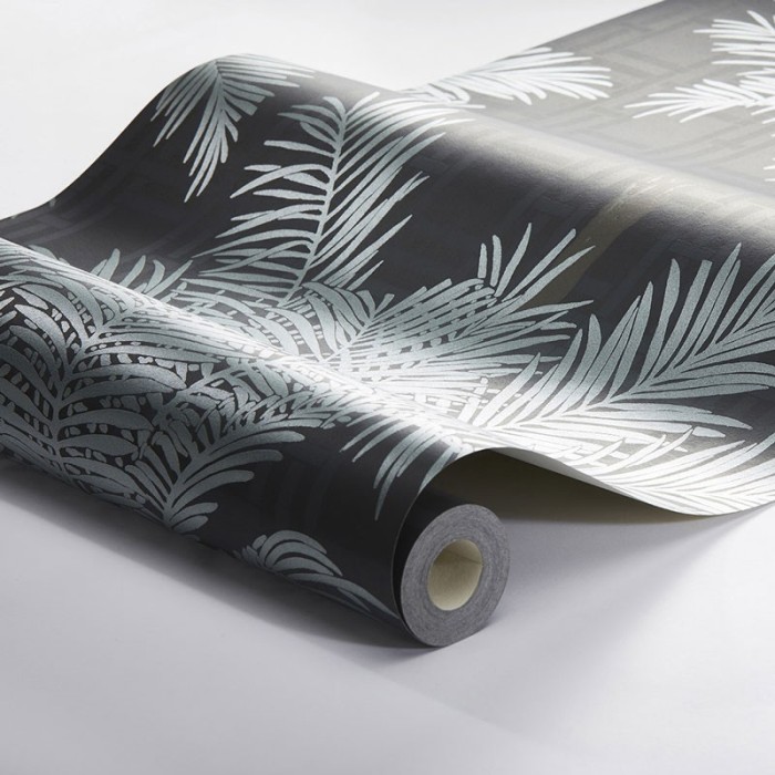 Borastapeter|Wallpaper dark grey green tropical palms|Wallpaper