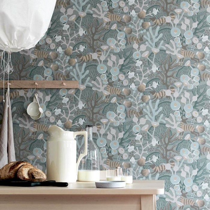 Papel pintado fantasía fondo coralino - Borastapeter Wonderland 1459