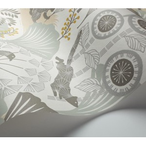 Papeldecor|Tropical wallpaper with turquoise and gold metallic palm trees|Wallpaper 2