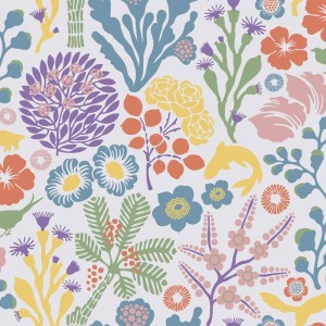 Casadeco|Papier peint moderne avec palmiers bleus et beige|Floral