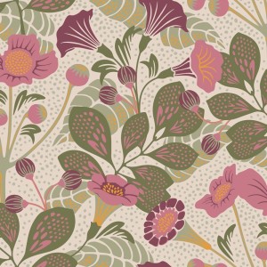 Grandeco|Boho-style taupe floral wallpaper|Wallpaper 2