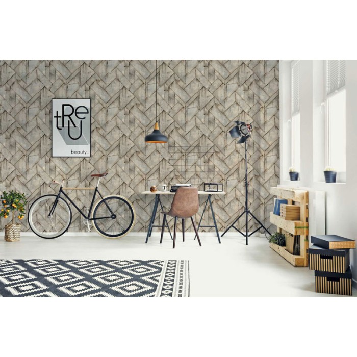 As Creation|Papier Peint béton gris et beige géométrique|Papier Peint