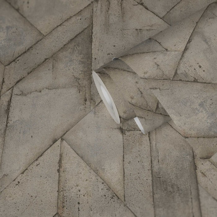 As Creation|Papier Peint béton gris et beige géométrique|Papier Peint