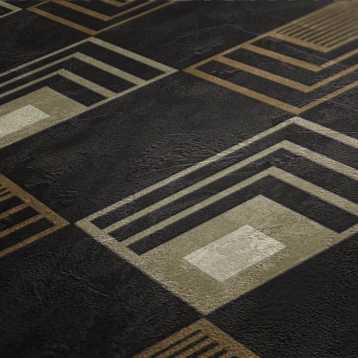 As Creation|Papel Pintado moderno negro con rombos marrón metalizados|Art Deco
