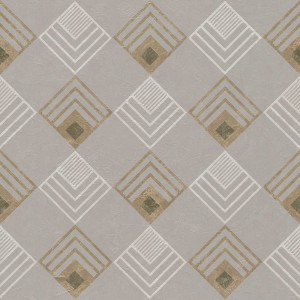 Caselio|Art-Déco-Tapete mit Muscheln in Weiß und Gold|Art Deco