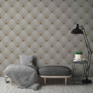Caselio|Art-Déco-Tapete mit Muscheln in Weiß und Gold|Art Deco 2