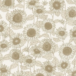 As Creation|Wallpaper with pastel-toned green sunflower pattern|Vintage Flowers