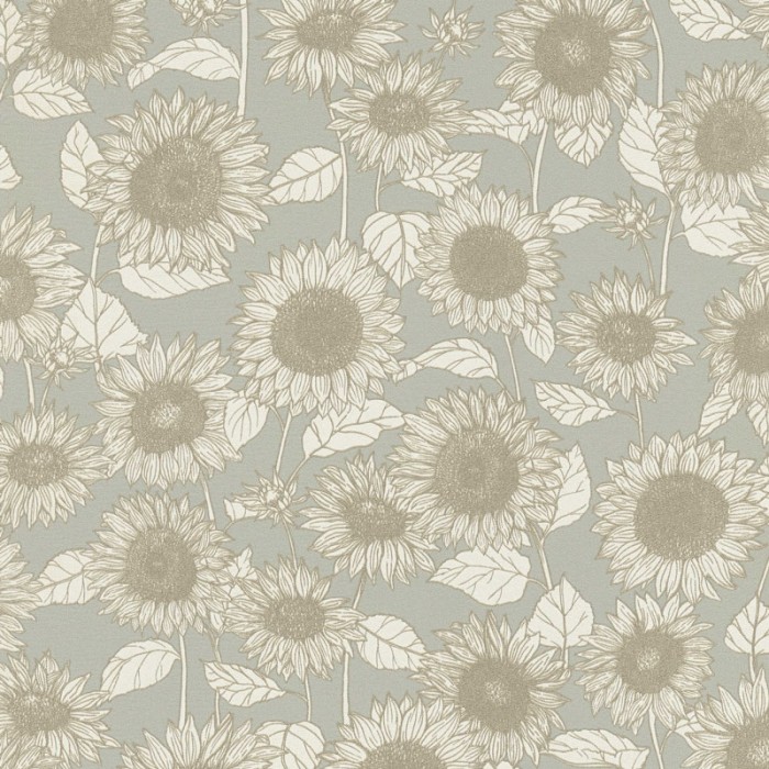 As Creation|Papel Pintado estampado de girasoles verde tonos pastel|Flores Vintage