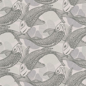 Elitis|Oriental-style wallpaper with red and ochre Chinese characters|Wallpaper