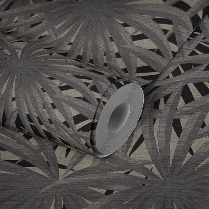 As Creation|Papier Peint feuillu imprimé floral gris et métallisé|Papier Peint