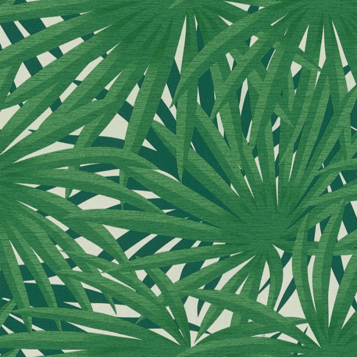 As Creation|Papel Pintado plantas tropicales verdes, efecto metalizado|Papel Pintado