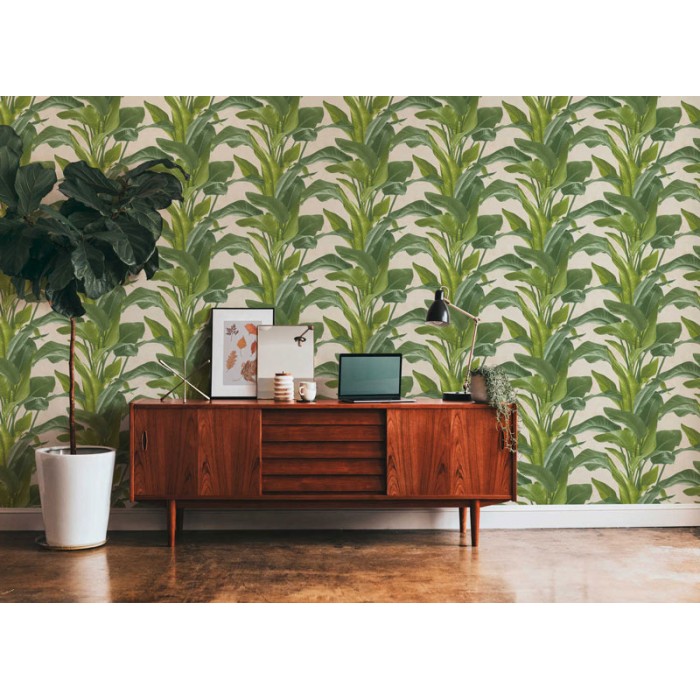 As Creation|Papier Peint grandes feuilles et arums grimpants verts|Papier Peint