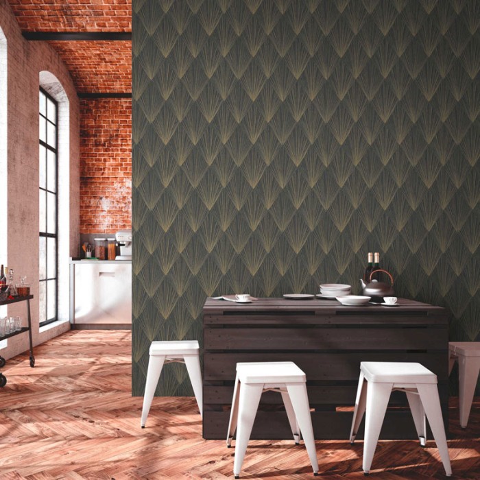 As Creation|Tapete modern in Schwarz und Beige mit Art-Déco-Design|Tapeten