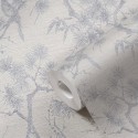 As Creation|Tapete japanische Bonsais in Weiß und metallischem Grau|Tapeten