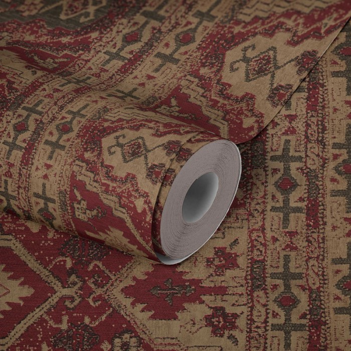 As Creation|Wallpaper Marrakesh rug in red tones|Wallpaper