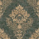 As Creation|Wallpaper green damask with modern texturing|Damask