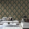 As Creation|Wallpaper green damask with modern texturing|Damask
