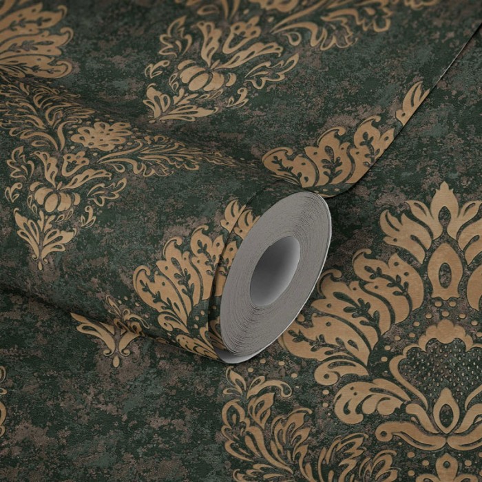 As Creation|Papel Pintado damasco verde con moderno texturizado|Damasco