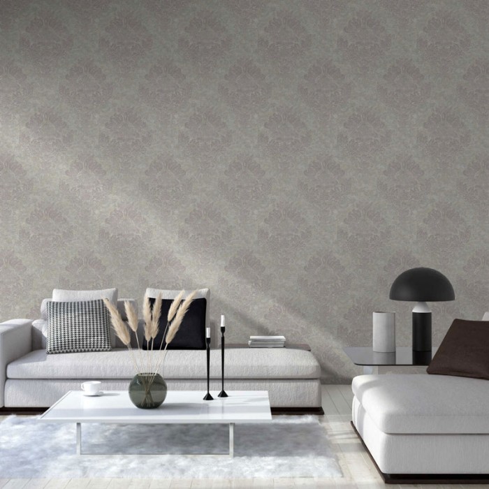 As Creation|Tapete mit beige-grauen Damastmotiven|Damast