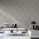 As Creation|Wallpaper with beige and gray damask motifs|Damask