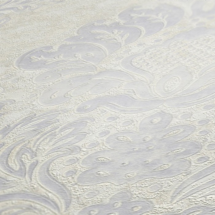 As Creation|Papier Peint damas élégant blanc, gris et beige|Damas
