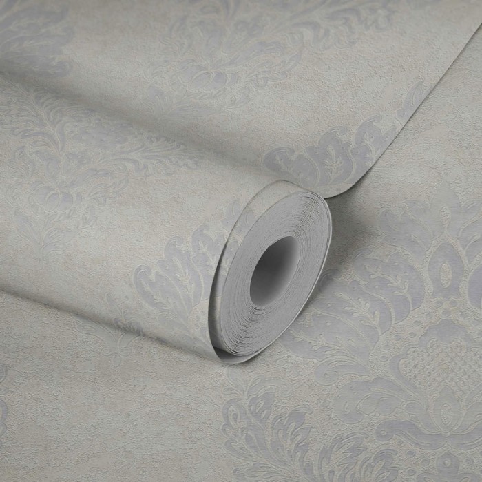 As Creation|Papier Peint damas élégant blanc, gris et beige|Damas
